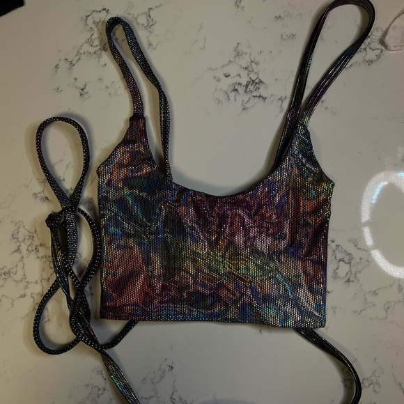 freedom rave wear Other - Holographic lace up top